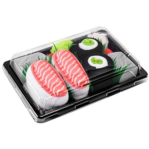 Rainbow Socks - Damen Herren - Sushi Socken Lachs Nigiri Gurken Maki - Lustige Geschenk - 2 Paar - Größen 41-46