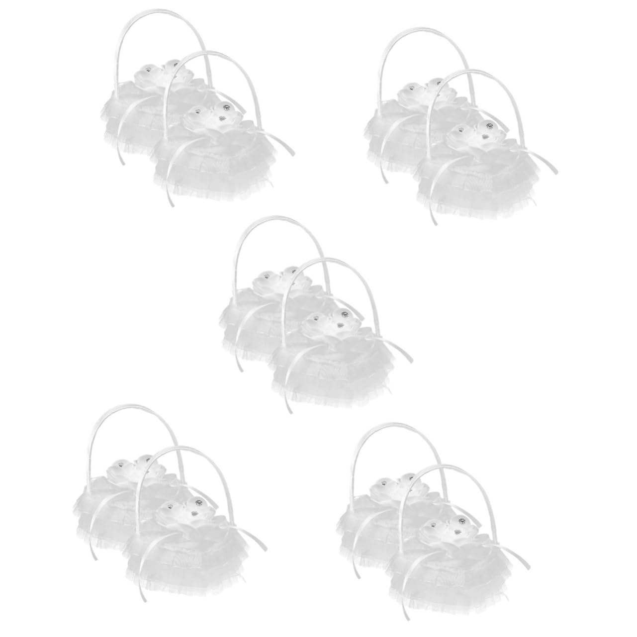 Abaodam 10 Piezas Almohada De Anillo De Encaje Almohada De Anillo Con Lazo Portador Del Anillo Del Corazón Portador Del Anillo De Encaje Caja De Anillo Rosa Satín Pequeña Envase