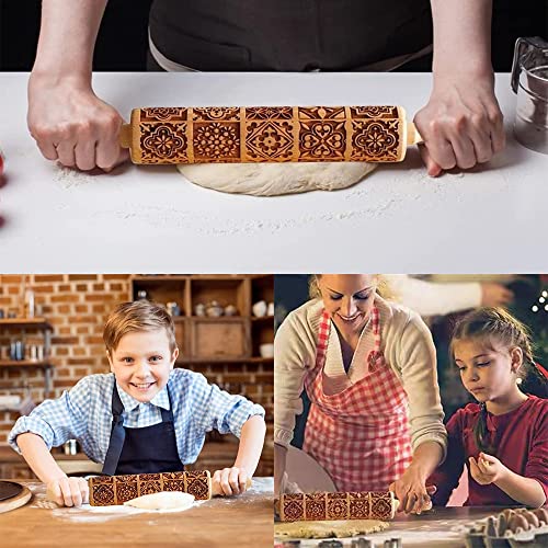 Qiwenr Mattarello in Legno Incisione Decorativo