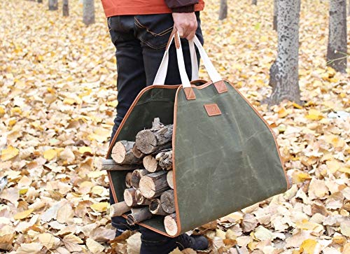 image for INNO STAGE Canvas Log Carrier Bag,Waxed Durable Wood Tote, Fireplace S