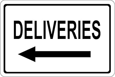 Aluminum Horizontal Metal Sign Multiple Sizes Deliveries with Left Arrow OSHA Black Shipping and Receiving Border Weatherproof Street Signage 10x7Inches