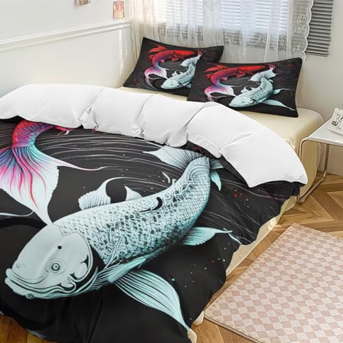 Housse de couette poisson anti-plis en microfibre douce 3 pièces - 3