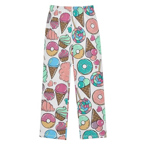 Ice Cream Donut Boys Long Pants Soft Trousers Elastic Waist Kids Lounge Bottoms with Pockets S-XL