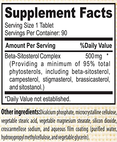 Nature's Potent Beta Sitosterol (500 Mg) Prostate Supplement For Men - Supports Frequent Urination, Prostate Health & Healthy Cholesterol Levels 90 (Tablets) #TOP3