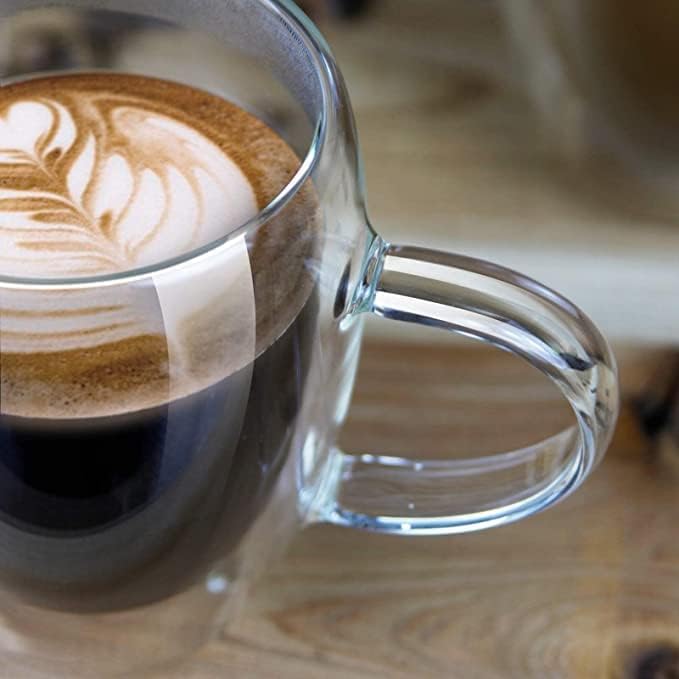 Image of Double Wall Glass Coffee Mug 250ml | Premium Borosilicate Glass Cup for Hot & Cold Beverages | Transparent Insulated Tea Mug | Elegant & Durable Coffee Cup for Home & Office