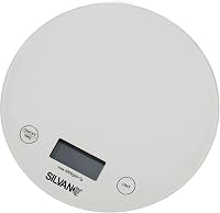 SILVANO digitális konyhai mérleg kerek fehér üveg 5 kg terhelhetőség 1