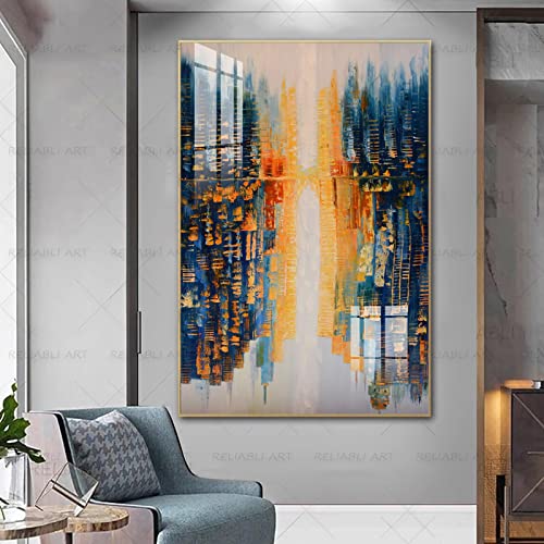 Pintura de edificio de ciudad en lienzo para sala de estar arte moderno de pared de 60x80cm 5