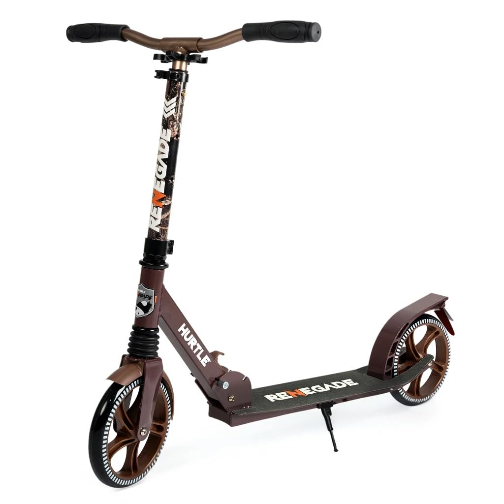 Hurtle Renegade Kick Scooters for Kids Teenagers Adults- 2 Wheel Kids Scooter with Adjustable T-Bar Handlebar - Alloy Anti-Slip Deck - Portable Folding Scooters for Kids with Carrying Strap Real Tree