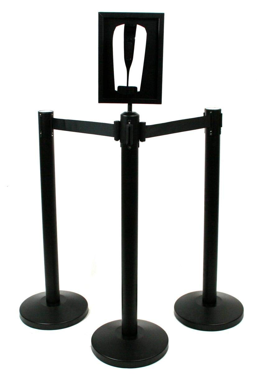 Desinfektionsständer Desinfektionsspender Hygienestation schwarz 500ml 110cm mit Plakathalter und Absperrseil