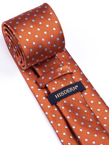 Image of HISDERN Polka Dot Ties for Men Classic Silk Ties and Pocket Square Formal Business Necktie Handkerchief Wedding Party