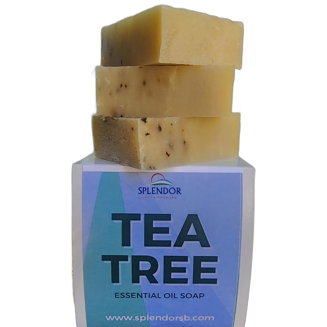 Splendor Tea Tree Soap Bar – Handmade Cold Process Natural Face & Body Soap with Eucalyptus & Peppermint – Vegan, Moisturizing, Gentle Cleanse –with Shea Butter