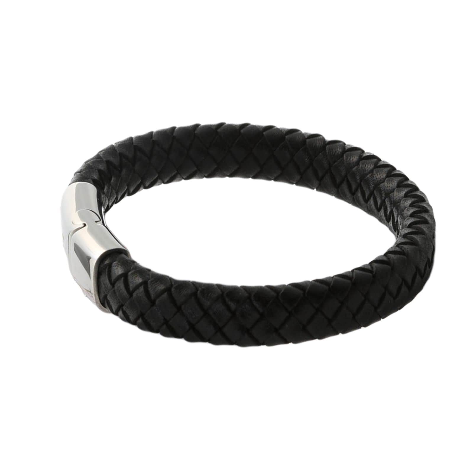 ANAZOZPulseras de Hombre Acero Inoxidable,Pulsera Plata/Negra Hombre Trenzada