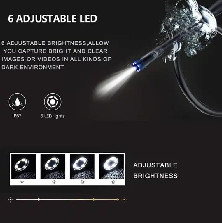 Image of SECURINNOV 2MP HD 2M Endoscope Camera Waterproof IP67 Inspection Snake Camera with 6 Adjustable LEDs | 3-in-1 USB | Type-C | Micro-USB Borescope for Android Smartphones | Laptop & PC (2M Endoscop)