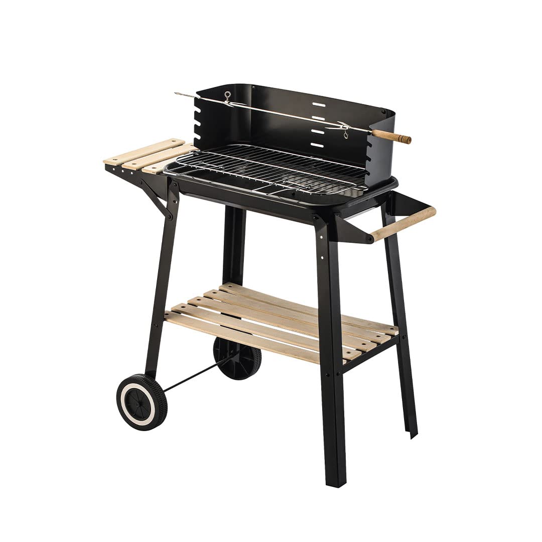 Barbecue A Carbonella Portatile Rettangolare - Griglia Compatta 35x28x55 Cm Per Giardino E Campeggio - Foto 3