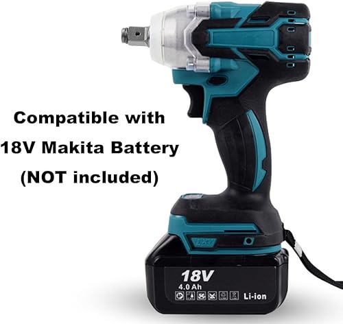 Miniatura 2 de Llave de impacto, llave eléctrica sin escobillas compatible con batería Makitta de 18 V, 2200 rpm, 320 Nm, pistola de impacto inalámbrica de 1/2