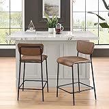 Anwickmak Pu Faux Leather Counter Stools Set of 2, Pub Counter Stool with Back and Footrest, 17.5" x