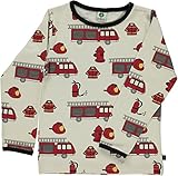 Deluxe Premium Baumwolle Smafolk Langarmshirt Feuerwehr Elfenbein-4-5 Jahre