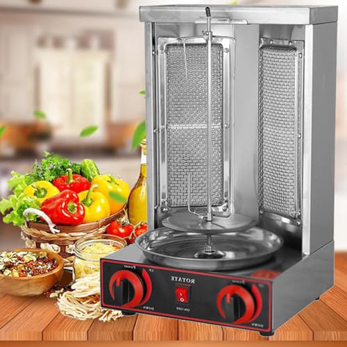【GRIGLIA GIRARROSTO DA BANCO】: il design dell'interruttore indipendente consente facili regolazioni della temperatura, dandoti il ​​controllo completo sulla tua esperienza di grigliatura. La griglia elettrica per kebab ha più fori di dissipazione del calore per garantire la sicurezza