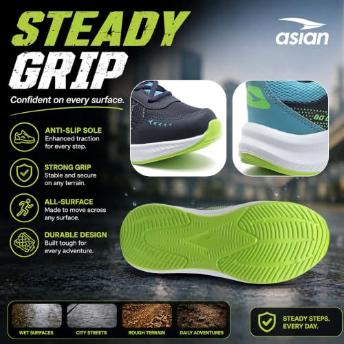 Image of ASIAN Boy's ADVENTURE-03-KIDS Sport Running & Walking Shoes with Ultra Bounce Technology Lightweight Synthetic Upper EVA Outsole Casual Lace-Up Shoes for Kid's & Boy's