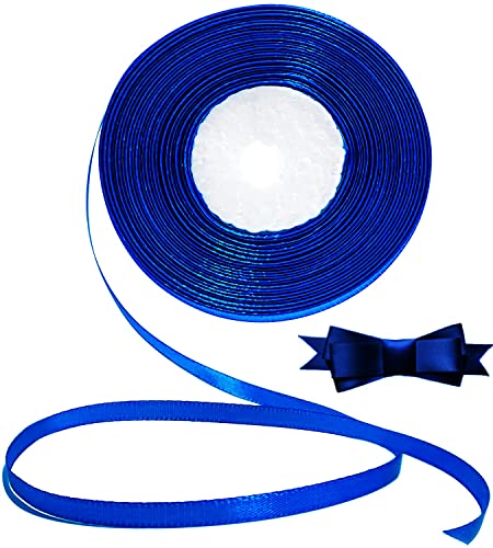 Ruban Satin pour Emballage Cadeau, Ruban Cadeau pour Cadeaux Noel, Cadeau Mariage, Ruban Noel, Deco Voiture Mariage, Decoration Mariage, Noeud pour Mariage/Fete/Cadeau (22m x 10mm, Bleu) Cover