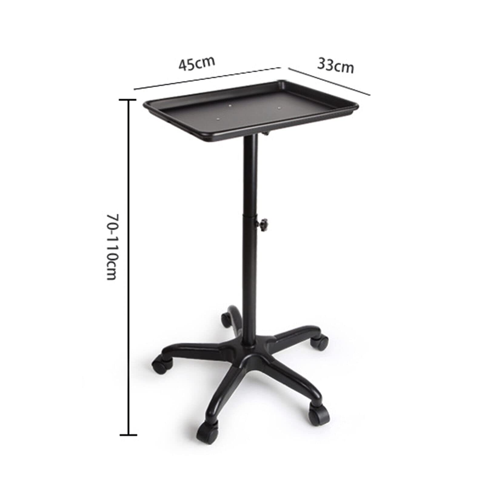 Salon Rollwagen Beauty Trolley Wagen Gerätewagen Friseur Salonwagen mit Ablagefläche und Stauraum,höhenverstellbarer Tattoo-Tablettwagen Rädern, Zubehör für Salon- Spa-Dienstleistungen, Schwarz