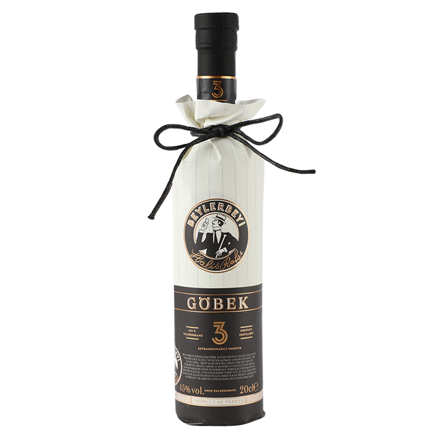 RAKI - Beylerbeyi Göbek Raki 20cl | Türkischer Brandy mit Anis aromatisiert - 100% frische Weintrauben - Ohne Zuckerzusatz | Dreifache Destillation - Alkoholgehalt 45%