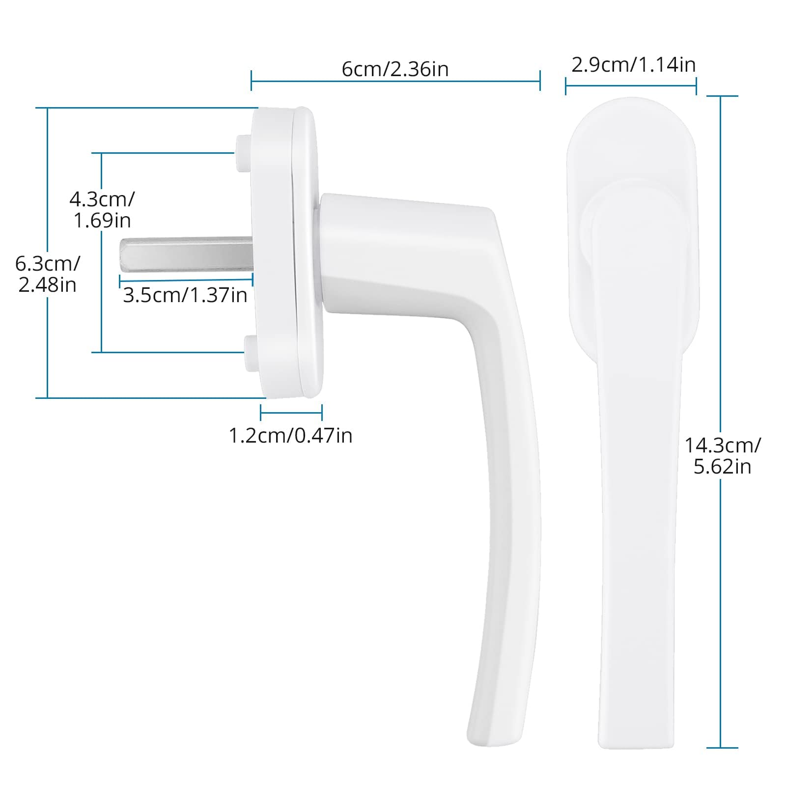 AUTOUTLET 2PCS Poignées de Fenêtre en Aluminium Blanc pour Porte de Balcon