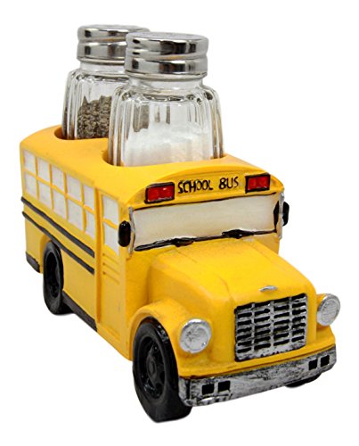 Atlantic Collectibles North American Yellow School Bus Decorative Glass Salt Pepper Shakers Holder Resin Figurine 6 Atlantic Collectibles North American Yellow School Bus Decorative Glass Salt Pepper Shakers Holder Resin Figurine 6