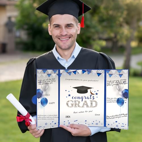 Image of Graduation Guest Book -Blue and Silver Graduation Decorations 2026 - Graduation Signature Book - Congrats Grad Graduation Party Decorations Favor Supplies -Class of 2026 Guest Book to Sign