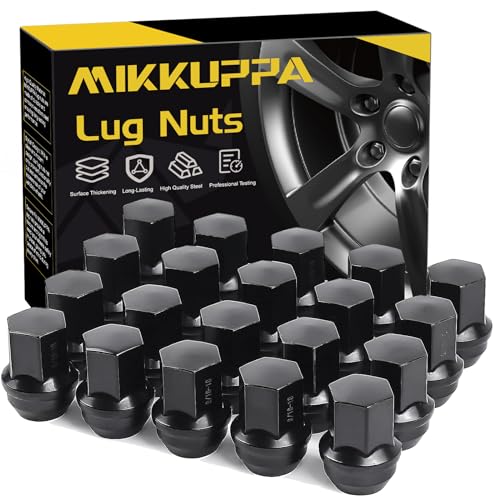 Image of MIKKUPPA 9 /16 inch-18 OEM Lug Nuts - Replacement for Dodge Ram 1500 Dakota Durango Chrysler Aspen Mitsubishi Raider Factory Wheels, Black Lug Nut Set 7 /8 inch Hex Replace 611-204 6036433AA