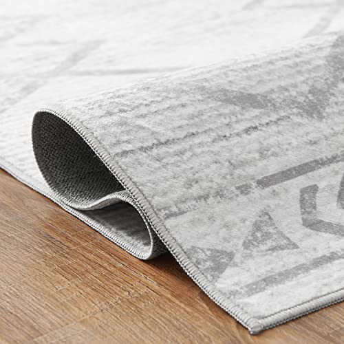 TOPICK Runner Rug 60x210cm Hallway Runner Grey Soft Short Pile Rug Indoor Mat Geometric Print Lightweight Carpet Non Slip for Bedroom Kitchen Dining Room Living Room - Image 4