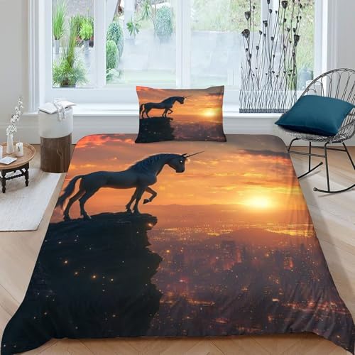 Housse de couette licorne avec fermeture éclair pour un lit simple net - 3