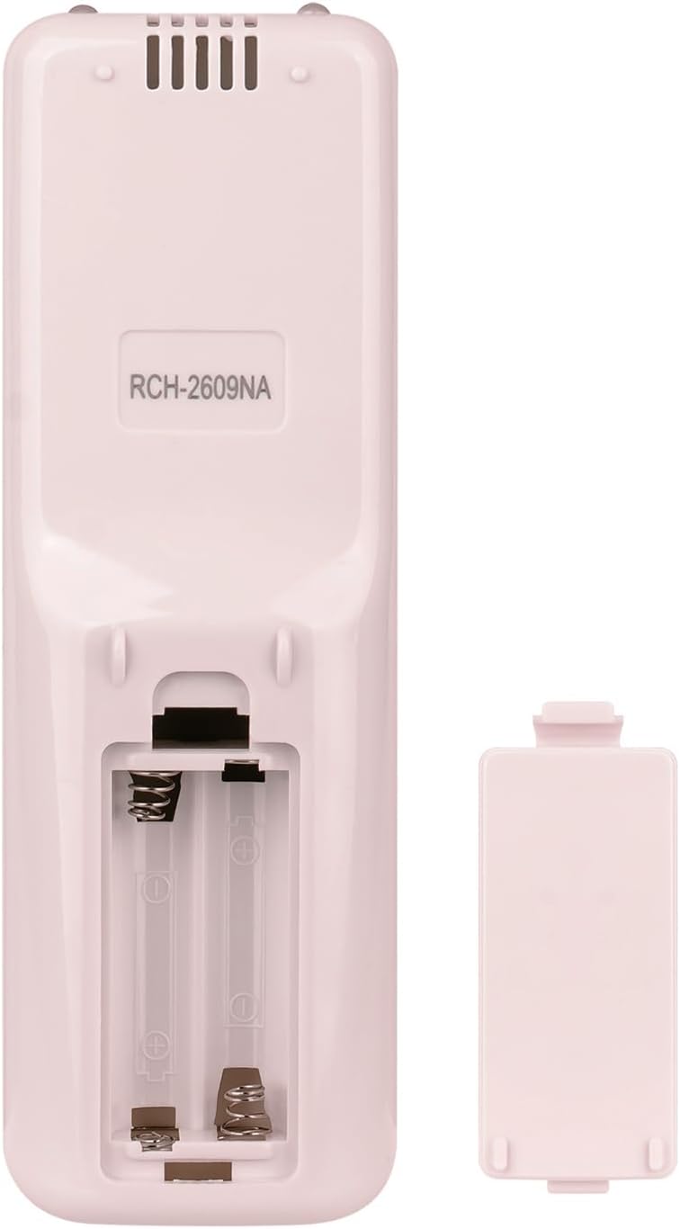 Back view of ALLIMITY RCH-2609NA remote control with battery compartment open