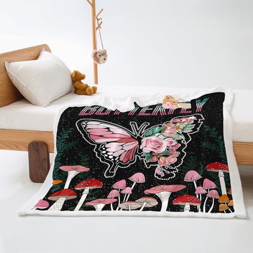 Plaid Cama Mariposa Seta Rosa Colcha Plaid Sofa Verano Diseño de Doble Cara Cubre Colcha Multiusos para Sofas Suave Manta Termica Lana de Cordero de Franela Blanket Espesar Durable 80x150cm