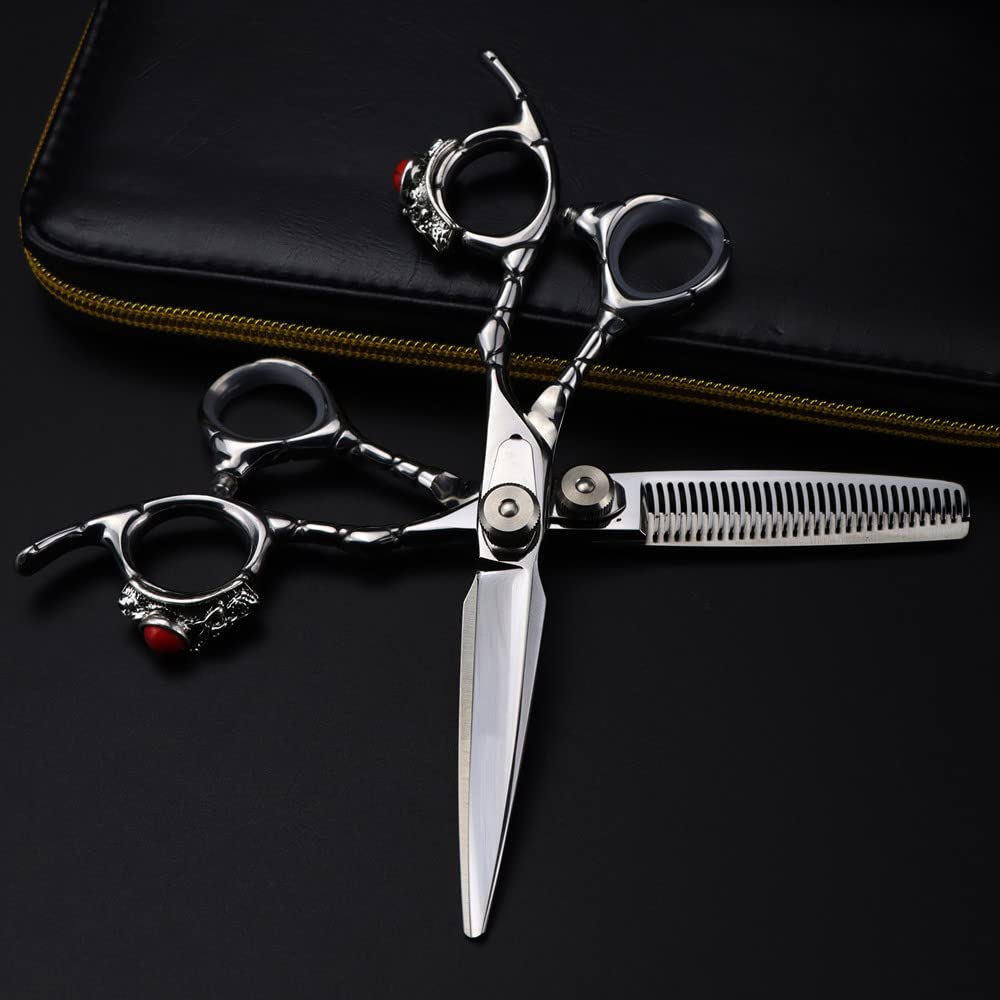 Hair Cutting, 6 Inch Professional JP 440c Steel Upscale Scissor Ring Cutting Barber Haircut Thinning Hairdresser Set