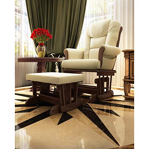 Image of Naomi Home Deluxe Multiposition Sleigh Glider and Ottoman Set Espresso/Sand