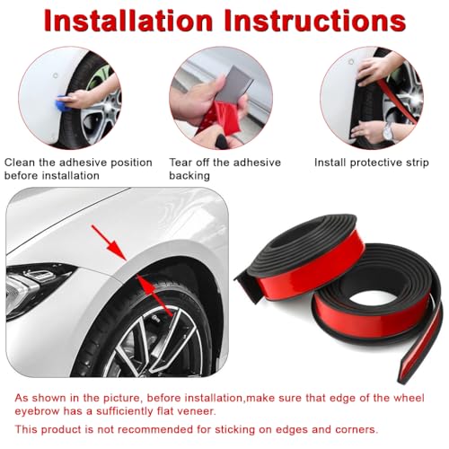 STHIRA 4 Pcs Self-Adhesive Car Wheel Arch Protector 4.5cm Rubber Trim - Image 4