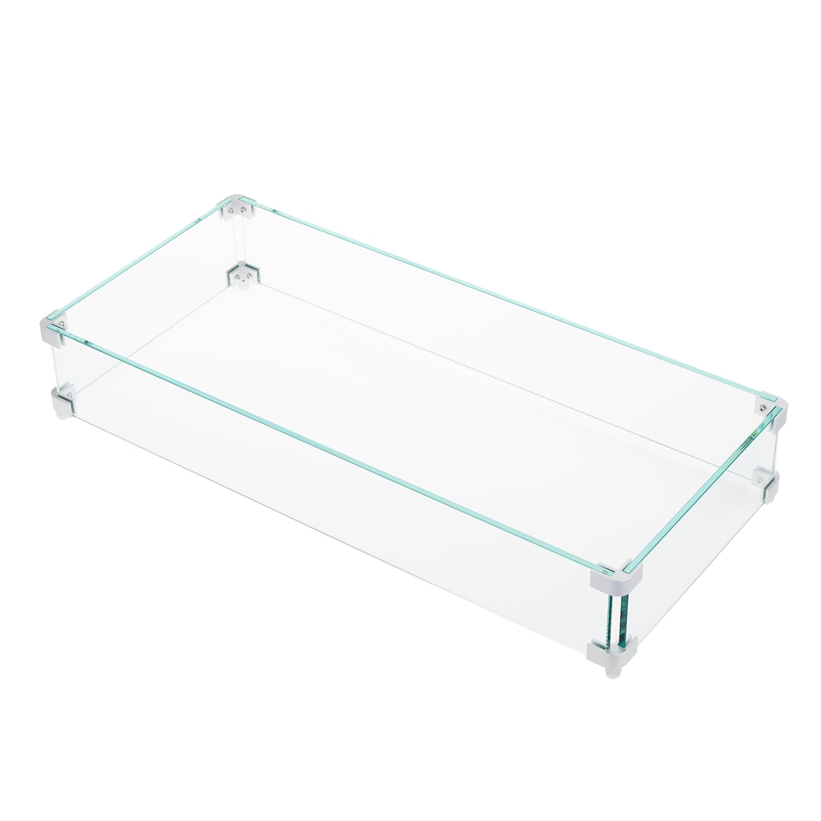 Pare-vent rectangulaire en verre trempé pour brasero 41,8x11,1x4,1po ép. 0,316" protection vent flammes