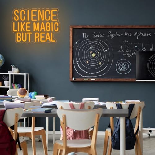 Image of Science Like Magic But Real Neon Sign for Wall Decor Classroom Neon Light Laboratory LED Sign Letter Neon Light Sign for Classroom Science Lab Bar Home shop Decoration