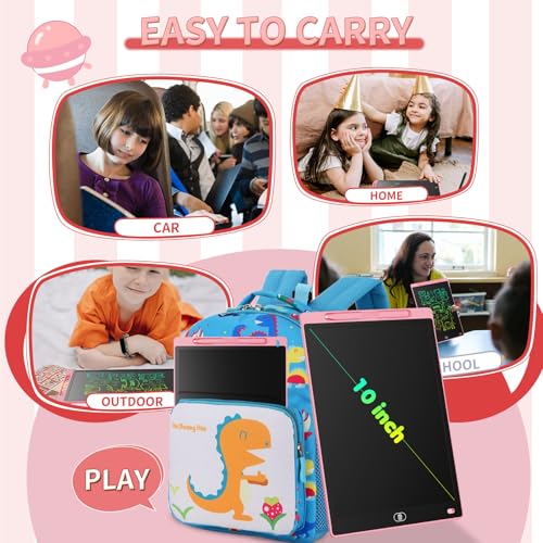 Image of [2 Pieces] LCD Writing Board, 10 Inches, Genialba Colourful LCD Writing Tablet, LCD Writing Tablet, Electronic Tablet, Graphic Tablet for Children's Games 2 3 4 5 6 7 Years Boys Girls (Purple & Pink)