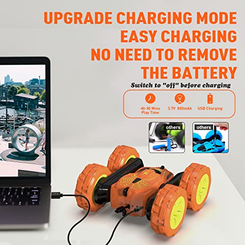Image of Remote Control Car, Lotmey RC Cars with Double Sided 360 Flips, RC Stunt Car with USB Charging Without Removing The Battery, 4WD Off Road Remote Control Car for Boys 4-7,8-12