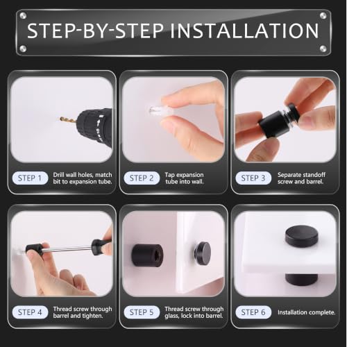 Image of Pelopy 12 Pcs Sign Standoff Screws Advertising Screws Stainless Steel Wall Standoff Mounts Glass Acrylic Nail (3 /4 x 1 Inch,Black)