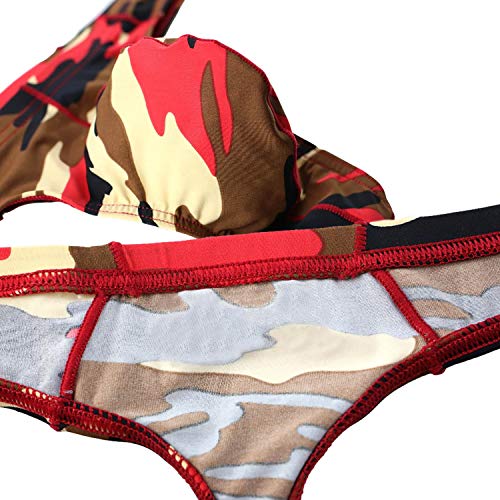 Pdbokew Mens Thongs Quick Dry G-String Underwear Camo 4Pack Large #TOP2