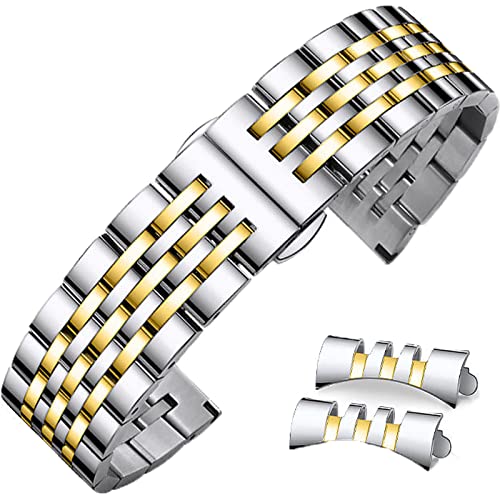 Image of Stainless Steel Watch Band Straight & Curved End 14mm 16mm 18mm 19mm 20mm 21mm 22mm 23mm 24mm Premium Polished Metal Watch Band Bracelet Universal Smartwatch Replacement Strap Men Women