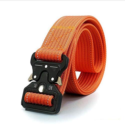 Ceinture homme en toile orange avec boucle métal tactique