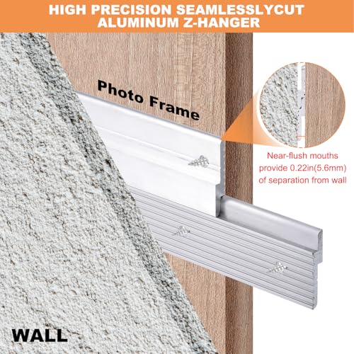 Image of uxcell French Cleat Picture Hanger 4 Inch, 10 Pairs Aluminum Z Clip Supports 50lbs, Interlocking Wall Mounting Bracket, to Hang Mirrors, Panels, Shelves, Headboards, Art Frames