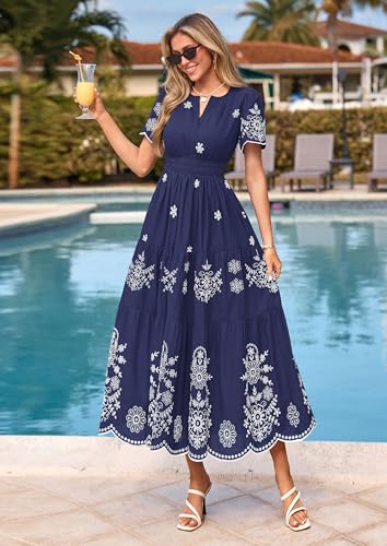 Image of PRETTYGARDEN Womens Summer Dresses Floral Maxi Boho Spring Long Dress
