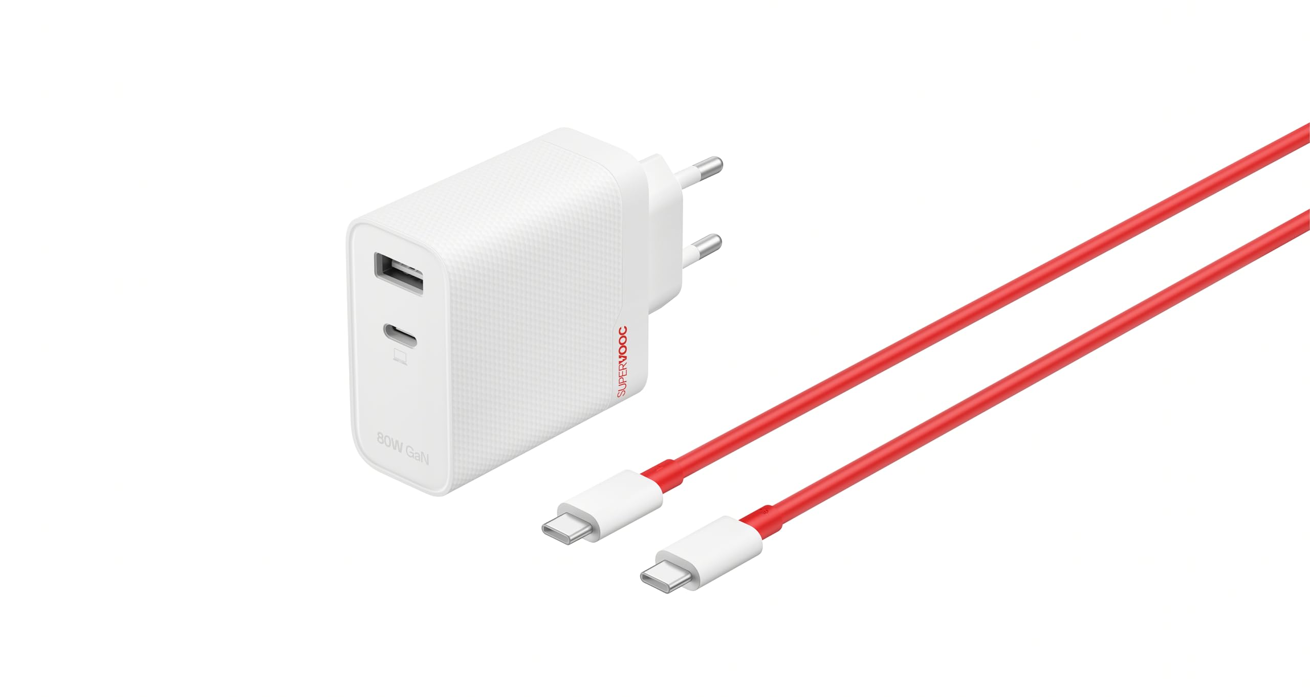 OnePlus SUPERVOOC 80W Schnellladegerät, GaN Netzteil mit Zwei Anschlüssen und Typ C Blitzkabel, kompatibel mit Oneplus 15/15R/Nord5/CE5