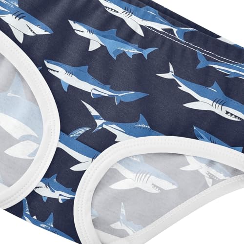 Wusikd Shark Navy Girls' Underwear Cotton Blue Girls Briefs Soft Toddler Underwear 2T4
