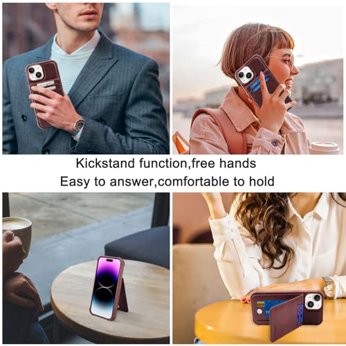 MONASAY Flip Magnetic Wallet Phone Cover for iPhone 15/14 Plus - Burgundy - image 6